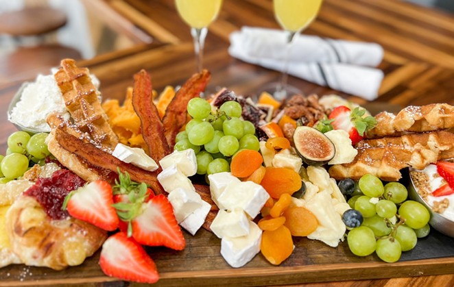 PERFECT WAY TO START THE DAY: The Brunch So Hard spread at 805 Charcuterie in Santa Maria includes applewood smoked bacon, a Belgium pearl waffle, assorted pastries, seasonal parfait, cheese, and house-made whip.