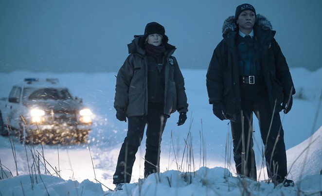 RELUCTANT PARTNERS: Police Chief Liz Danvers (Jodie Foster, left) joins forces with state trooper Evangeline Navarro (Kali Reis) to solve possibly interconnected murders in Alaska, in True Detective: Night Country, streaming on Max.