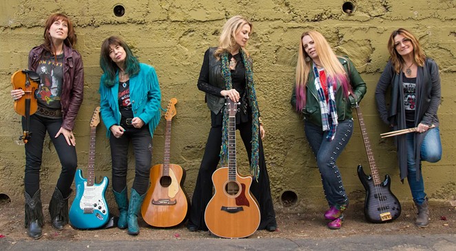 WEST IN SHOW: Aubrey Richmond, Sherry Rayn Barnett, Suzanna Spring, Holly Montgomery, and Suzanne Morissette Cruz (left to right) are Mustangs Of The West—a touring Americana group set to mark its Santa Ynez debut with a concert at the Maverick Saloon on Sept. 11.