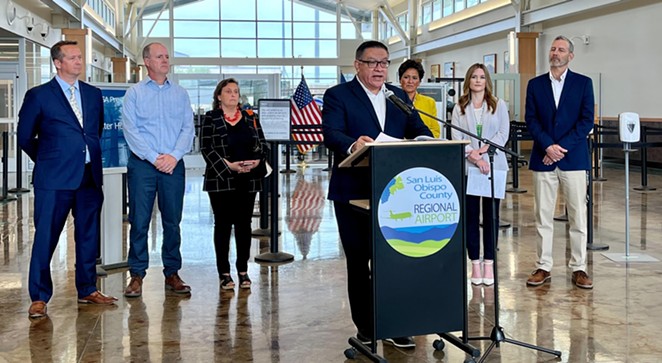 ‘FOREVER’ INTERRUPTED: U.S. Rep. Salud Carbajal (center) recently credited SLO County Regional Airport and its neighboring residents’ efforts on bringing awareness to local PFAS contamination for helping him advance the bipartisan Clean Airport Agenda into law.