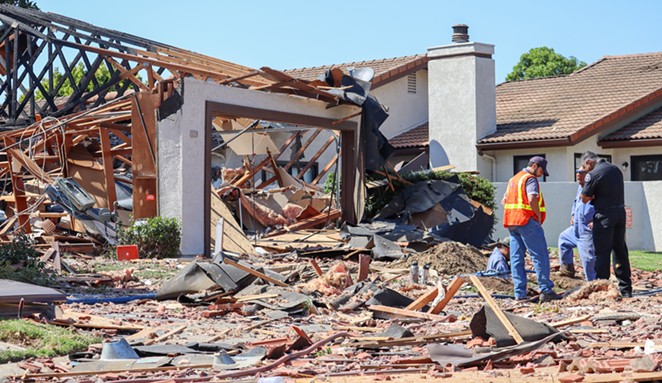 NOTHING LEFT: A possible gas leak caused a Santa Maria home to explode, destroying the entire structure and leaving the 83-year-old resident in critical condition. The Santa Maria Fire Department is still investigating where the leak came from and what ignited the explosion.