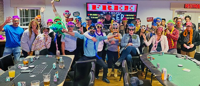 FREEROLL POKER: Sunshine Poker League players pose for a group photo at a recent meetup at The Siren restaurant in El Chorro Regional Park in San Luis Obispo. Anyone is welcome to participate in the freeroll league.