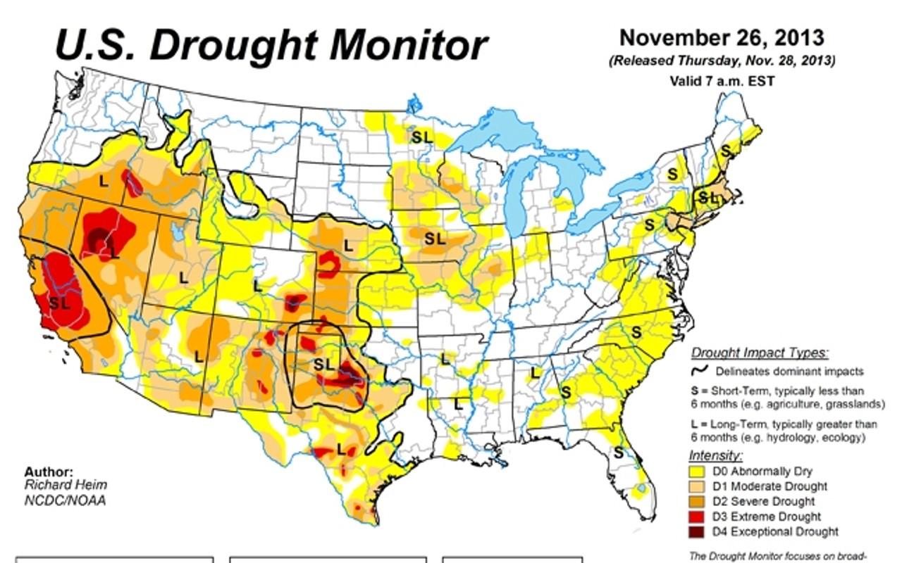 The National Weather Service says the Central Coast is suffering from 'extreme drought'