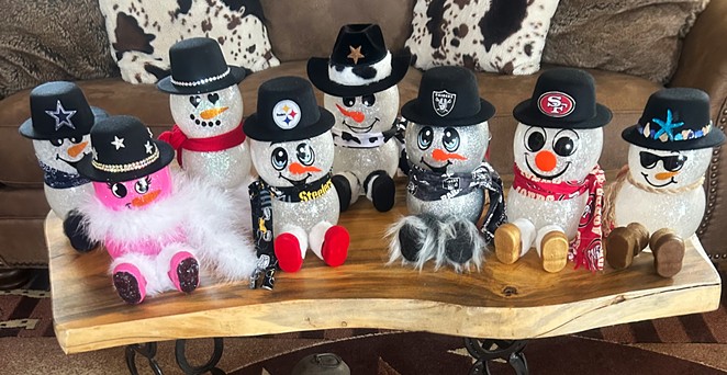 LET IT SNOW: Local crafter Maryann Johnson’s light-up snowman creations are among the featured goods set to be available for sale at American Legion Post 534’s upcoming pop-up craft fair in Orcutt.